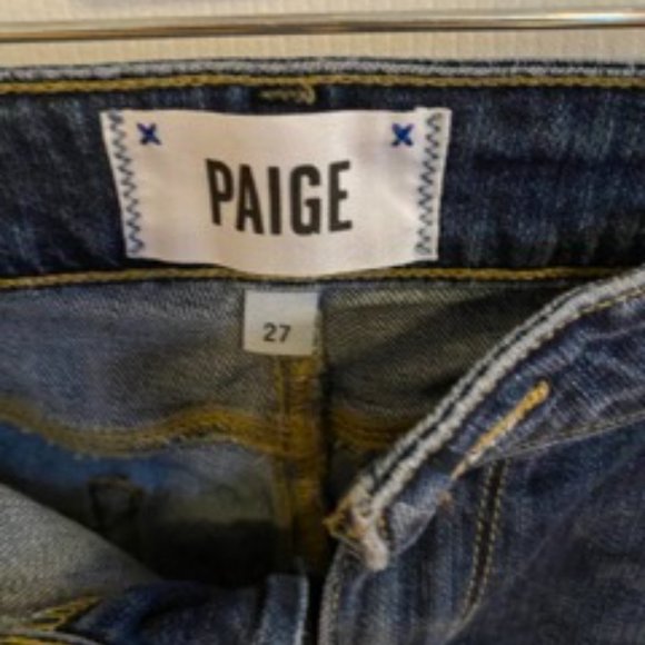 PAIGE Denim Dark Wash Distressed Shorts - Picture 2 of 4